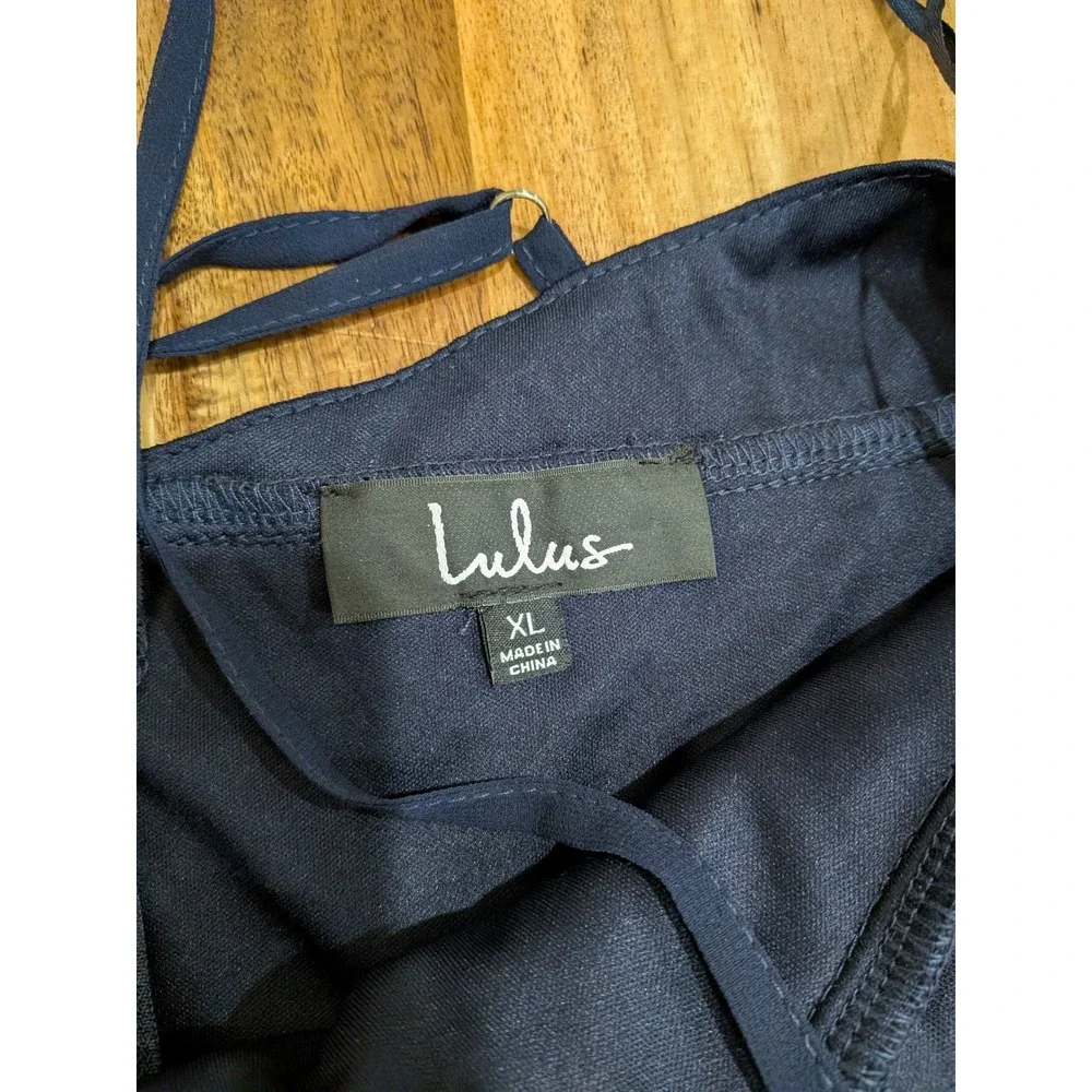 NWT Lulus Depths of My Love Navy Maxi Dress XL V Neck Cross back Formal Prom - Picture 12 of 14